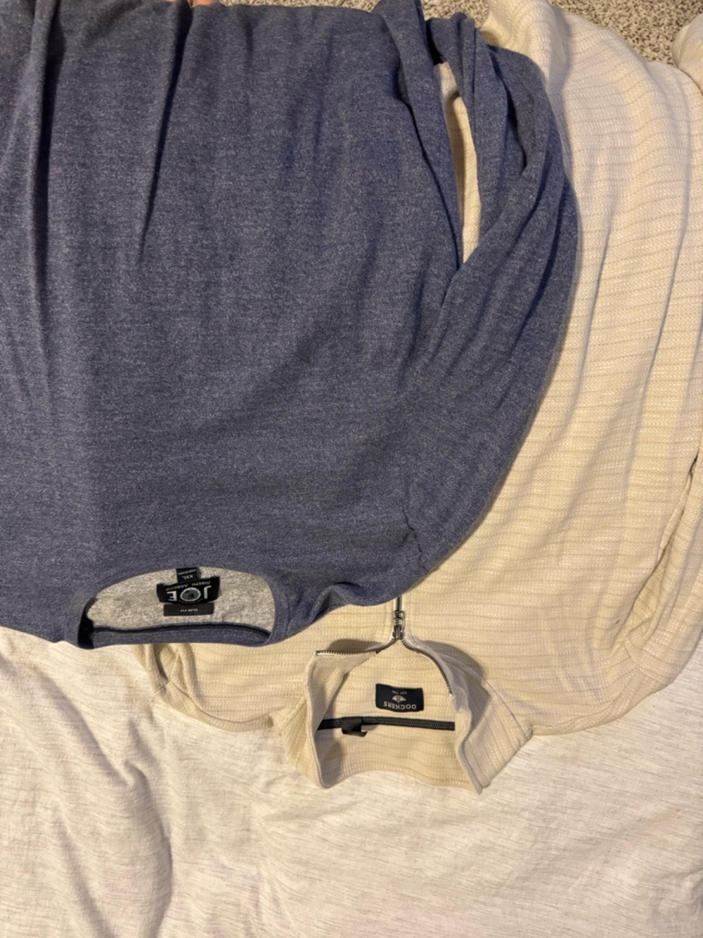 Lot of 2 Tops - Blue Tee & Cream Quarter-Zip